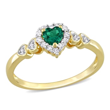 1/3 CTW Created Emerald and Created White Sapphire with Diamond in
Yellow Plated Sterling Silver