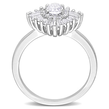 2 3/8 CT TGW Created White Sapphire Floral Ring in Sterling Silver