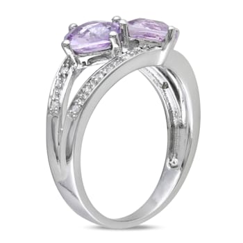 2 CTW Rose De France and Diamond Accent Split Ring in Sterling Silver