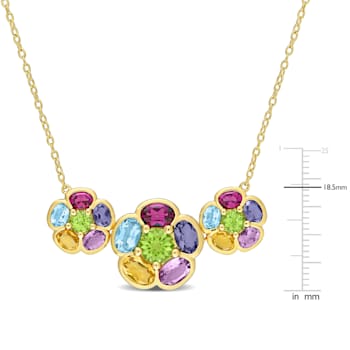 5 3/4 CT TGW Mixed Gemstone Flower Yellow Plated Sterling Silver Pendant
With Chain