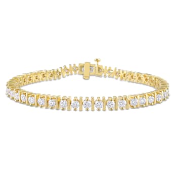 4 1/2 CT DEW Created Moissanite Bar Tennis Bracelet in Yellow Plated
Rhodium Over Sterling Silver