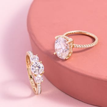 4-7/8 CT DEW Created Moissanite Engagement Ring in 10K Yellow Gold