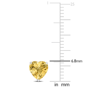 3 1/4 CT TGW Heart Shape Citrine Stud Earrings in Sterling Silver