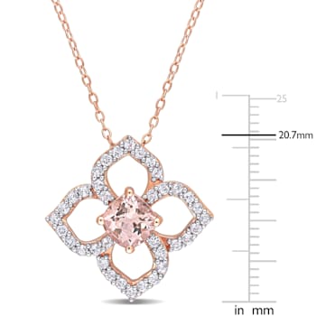 2 CT TGW Morganite and White Topaz Floral Pendant with Chain in Rose
Plated Sterling Silver