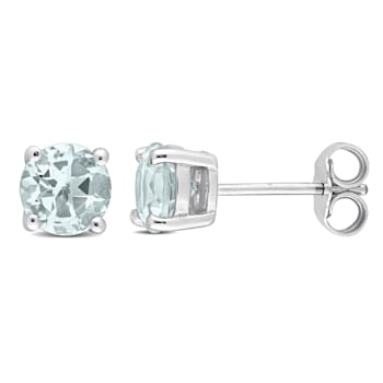 1 1/2 CT TGW Aquamarine Stud Earrings in Sterling Silver