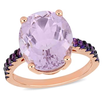 7 7/8 CT TGW Amethyst & Rose de France Ring in 18K Rose Gold Over
Sterling Silver with Black Rhodium