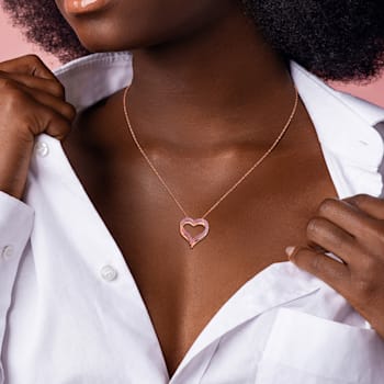 1/2 CT TGW Created Pink Sapphire Pendant with Chain in Rose Plated
Sterling Silver