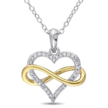 1/10 CT TW Diamond Infinity Heart Pendant with Chain in 2-Tone White and
Yellow Sterling Silver