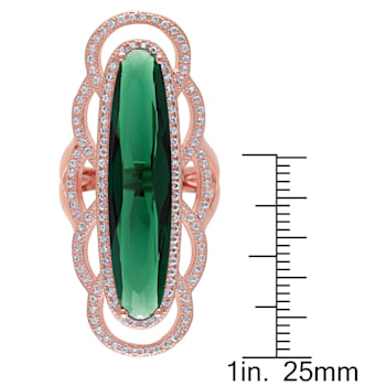 35 CT TGW Green and White Cubic Zirconia Ring in Rose Plated Sterling Silver