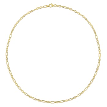 3MM Diamond Cut Figaro Chain Necklace in Yellow Plated Sterling Silver