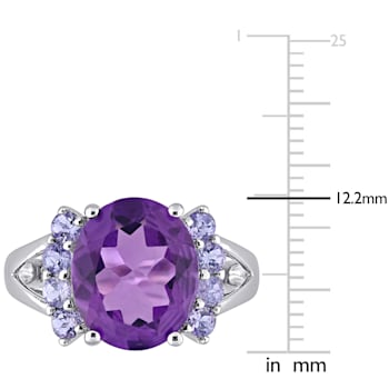 4 3/5 CT TGW Amethyst and Tanzanite Split Shank Ring in Sterling Silver