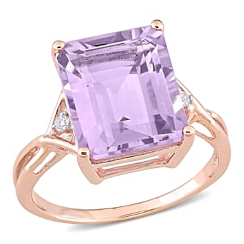 5 7/8 CTW Rose de France and White Topaz Cocktail Ring in Rose Plated
Sterling Silver
