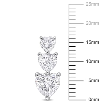 3 1/2 CT DEW Created Moissanite Graduated Triple Heart Earrings in
Sterling Silver
