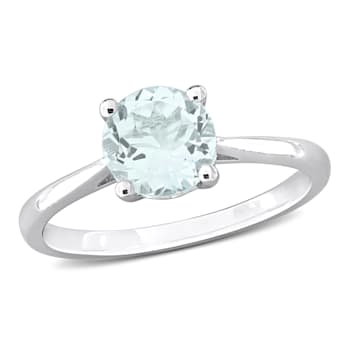 1 1/7 CT TGW Aquamarine Solitaire Ring in Sterling Silver