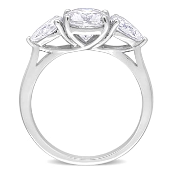 3 CT TGW Created Moissanite 3-Stone Ring in Sterling Silver