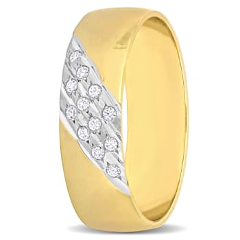 Ladies 6mm Cubic Zirconia Matte Wedding Band in 10K Yellow Gold