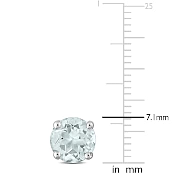 2 1/3 CT TGW Aquamarine Solitaire Stud Earrings in Sterling Silver