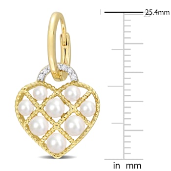 2.5-3MM Freshwater Cultured Pearl and Diamond Accent Heart Earrings in
Yellow Plated Sterling Silver