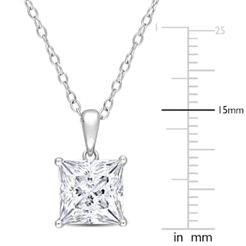 3 CT DEW Created Moissanite Solitaire Pendant with Chain in Sterling Silver