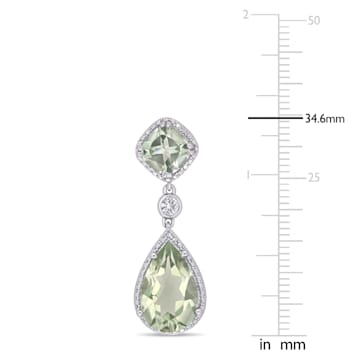 10.00ctw Green Quartz and Created White Sapphire Drop Earrings in
Sterling Silver