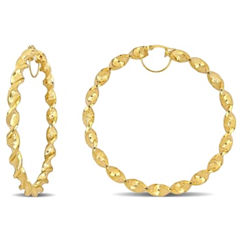 74mm Twisted Hoop Earrings in 14k Yellow Gold