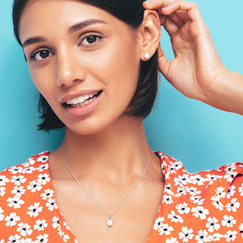 2-Pcs Set of 3 5/8 CT TGW Opal Solitaire Earrings and Pendant with Chain
in Sterling Silver