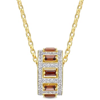 2 1/2 CT TGW Garnet and White Topaz Pendant with Chain in Yellow Plated
Sterling Silver