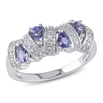 3/5 CT TGW Tanzanite Teardrop Ring in Sterling Silver