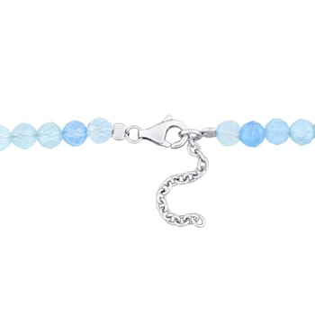 6 1/2 CT TGW Aquamarine Beaded Bracelet with Sterling Silver Clasp