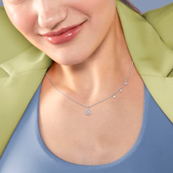 1/5 CT TW Diamond Charm Necklace in 14K White Gold