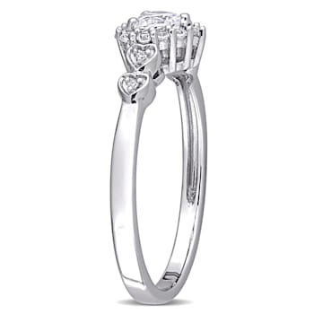 3/8 CT TGW Created White Sapphire and Diamond Accent Heart Ring in
Sterling Silver