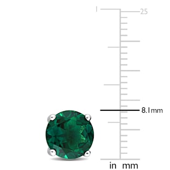 3 3/4 CT TGW Created Emerald Stud Earrings in Sterling Silver