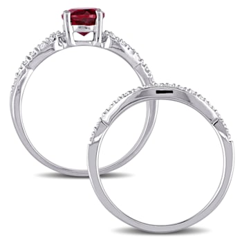 1 CT TGW Created Ruby and 1/6 CT TW Diamond Infinity Bridal Ring Set in
10K White Gold