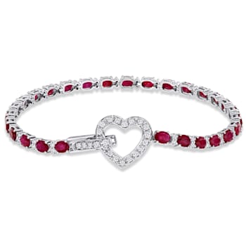 5 5/8 CT TGW Ruby and 3/4 CT TW Diamond Tennis Bracelet in 18k White Gold
