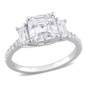 2 5/8 CT TGW Created Moissanite 3-Stone Ring in Sterling Silver
