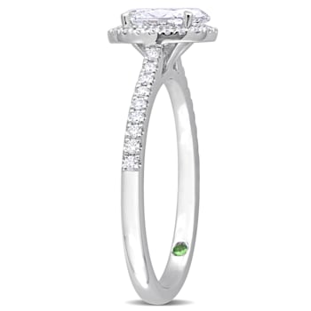 1 CT TGW Lab Grown Diamond with Tsavorite Accent Halo Engagement Ring in
14K White Gold