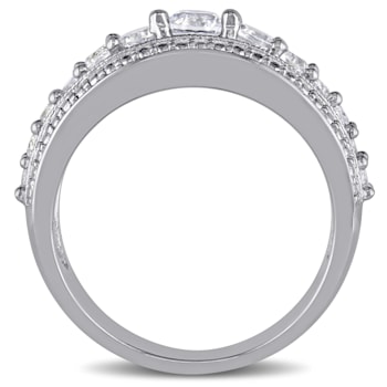 1 1/5 CT TGW Created White Sapphire Graduated Ring in Sterling Silver