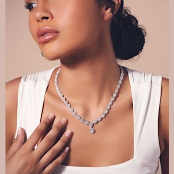 38 CT TGW Cubic Zirconia Teardrop Necklace in Sterling Silver