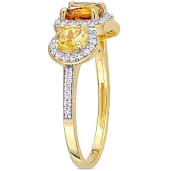 1 3/4 CTW Citrine, Madeira Citrine and 1/3 CT TW Diamond Ring in Yellow
Plated Sterling Silver