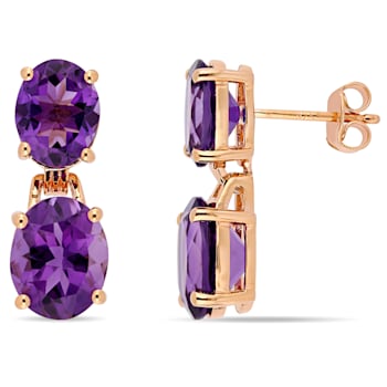 8 1/10 CT TGW Africa-Amethyst Dangle Earrings in Rose Gold Plated
Sterling Silver