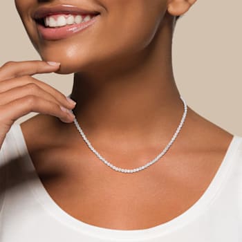 16 CT TGW White Topaz Beaded Necklace in Sterling Silver Clasp