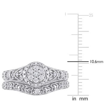 1/5 CT TW Diamond Vintage Bridal Set in Sterling Silver