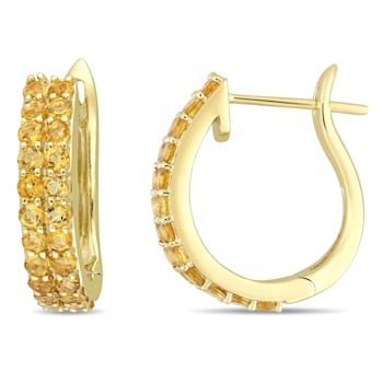 1 7/8 CT TGW Citrine Hoop Earrings in 10K Yellow Gold