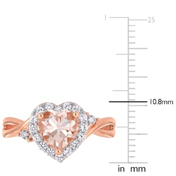 1 2/5 CT TGW Morganite, Created Sapphire and Diamond Ring in 18K Rose
Gold Over Sterling Silver