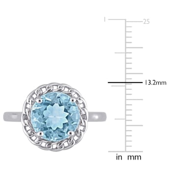 3 1/2 CT TGW Sky Blue Topaz Halo Ring in Sterling Silver