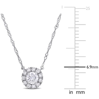 3/8 CT TGW Lab Grown Diamond Halo Necklace in 14K White Gold