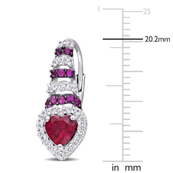 1 7/8 CT TGW Created Ruby and Created White Sapphire Earrings in
Sterling Silver