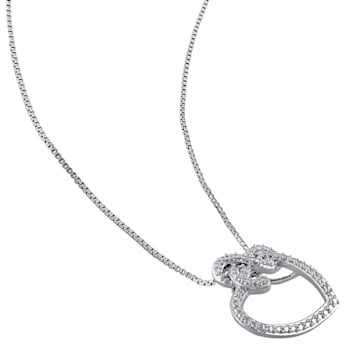 Diamond Heart Infinity Pendant with Chain in Sterling Silver