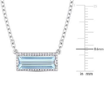3 CT TGW Sky-Blue Topaz and White Sapphire Halo Necklace in Sterling Silver