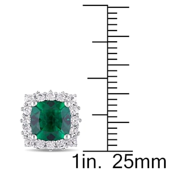 4 1/3 CT TGW Created Emerald and Created White Sapphire Stud Earrings in
Sterling Silver